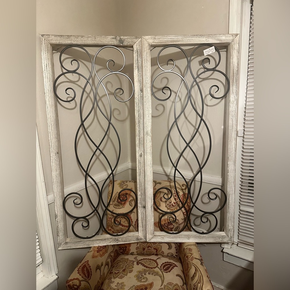 Wooden Frame with Metal Scroll Home Decor
